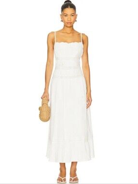 Tularosa Llana Dress White Scallop-Neck Maxi Dress